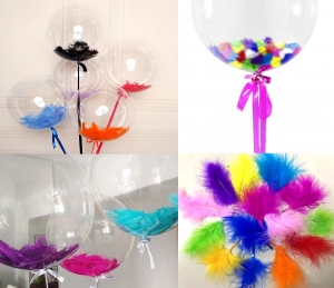 Разноцветные перышки для прозрачного шара БАБЛС и 18 дюймов ― Интернет-магазин оригинальных подарков Tuk-i-tuk.ru