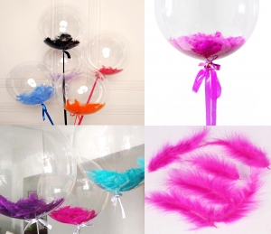 Розовые перышки для прозрачного шара БАБЛС и 18 дюймов ― Интернет-магазин оригинальных подарков Tuk-i-tuk.ru
