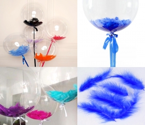 Синие перышки для прозрачного шара БАБЛС и 18 дюймов ― Интернет-магазин оригинальных подарков Tuk-i-tuk.ru