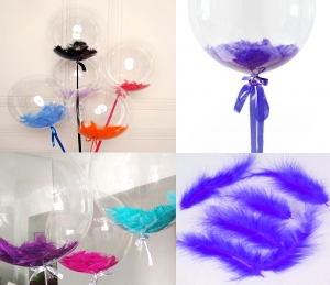 Фиолетовые перышки для прозрачного шара БАБЛС и 18 дюймов ― Интернет-магазин оригинальных подарков Tuk-i-tuk.ru