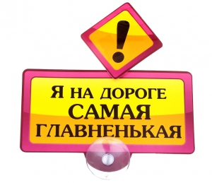 Табличка на присоске "Я на дороге самая главненькая" ― Интернет-магазин оригинальных подарков Tuk-i-tuk.ru
