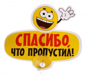 Табличка на присоске "Спасибо, что пропустил!" ― Интернет-магазин оригинальных подарков Tuk-i-tuk.ru