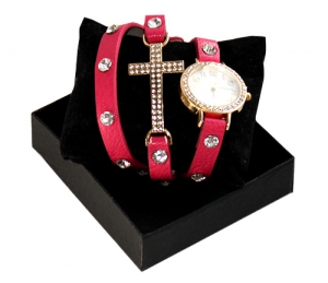 Наручные часы Крестик Pink ― Интернет-магазин оригинальных подарков Tuk-i-tuk.ru