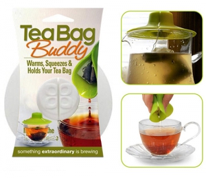 Крышка с отжимом для чая «Tea Bag» WHITE ― Интернет-магазин оригинальных подарков Tuk-i-tuk.ru