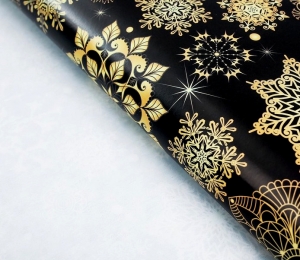 Упаковочная бумага «Золотые снежинки» 