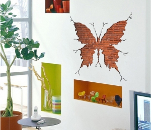 3D наклейка "Бабочка из кирпича"  ― Интернет-магазин оригинальных подарков Tuk-i-tuk.ru