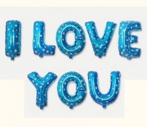 Набор шаров "I LOVE YOU" BLUE ― Интернет-магазин оригинальных подарков Tuk-i-tuk.ru