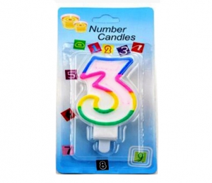 Свеча для торта радуга цифра "3"  