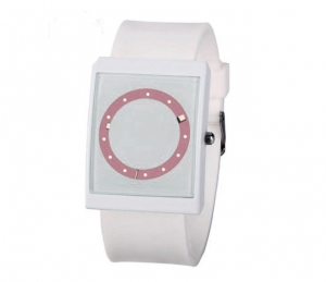 Наручные часы белые с красным циферблатом  ― Интернет-магазин оригинальных подарков Tuk-i-tuk.ru