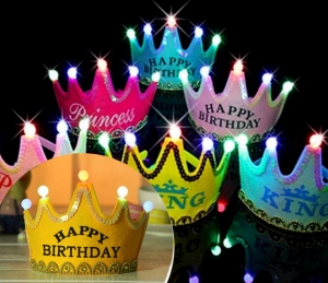 Светящаяся корона "Happy Birthday" YELLOW