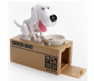 Копилка белая голодная собака "Choken-Bako"  ― Интернет-магазин оригинальных подарков Tuk-i-tuk.ru
