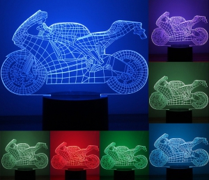 Ночник с 3D эффектом "Мотоцикл"    ― Интернет-магазин оригинальных подарков Tuk-i-tuk.ru